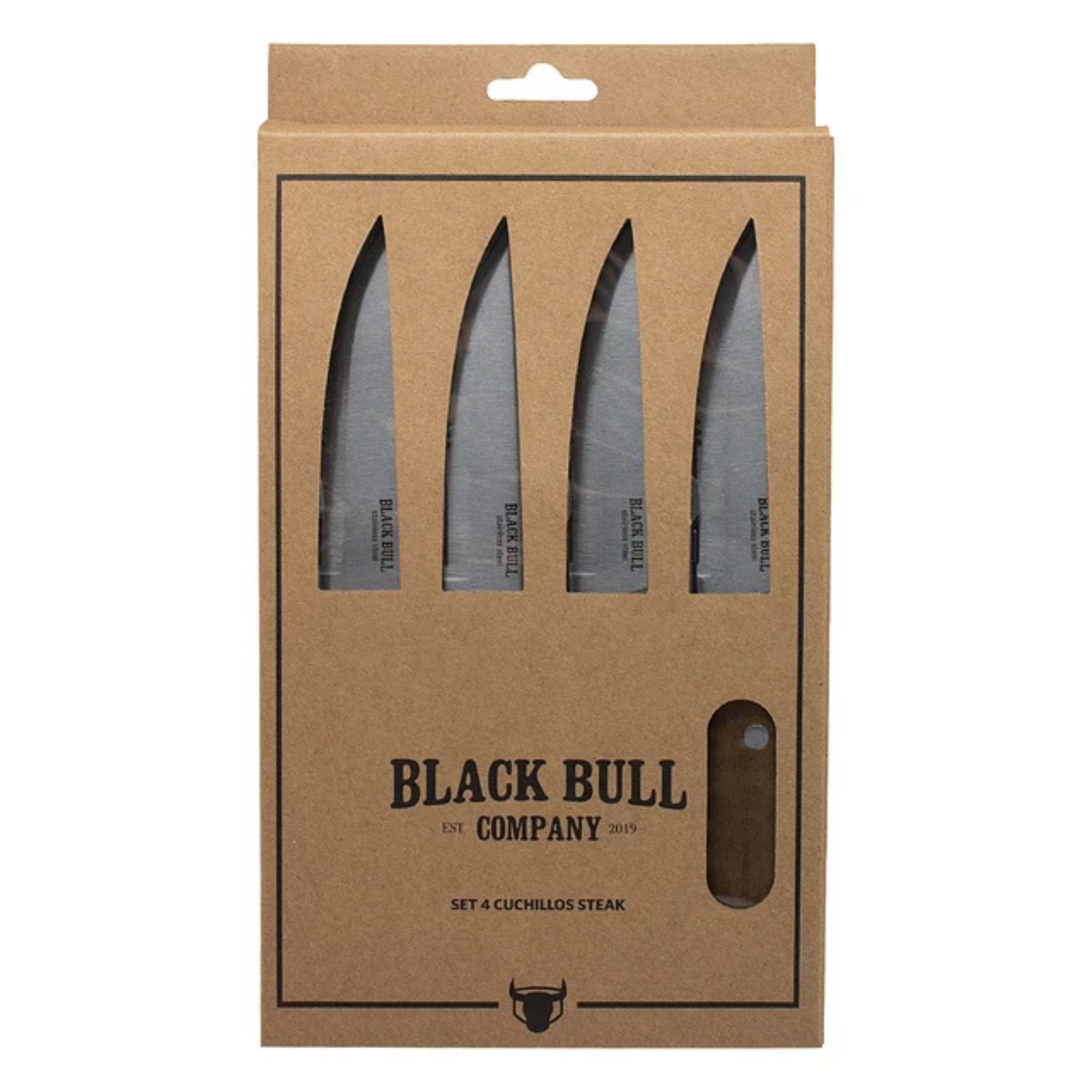 SET 4 CUCHILLOS STEAK BLACK BULL MADERA